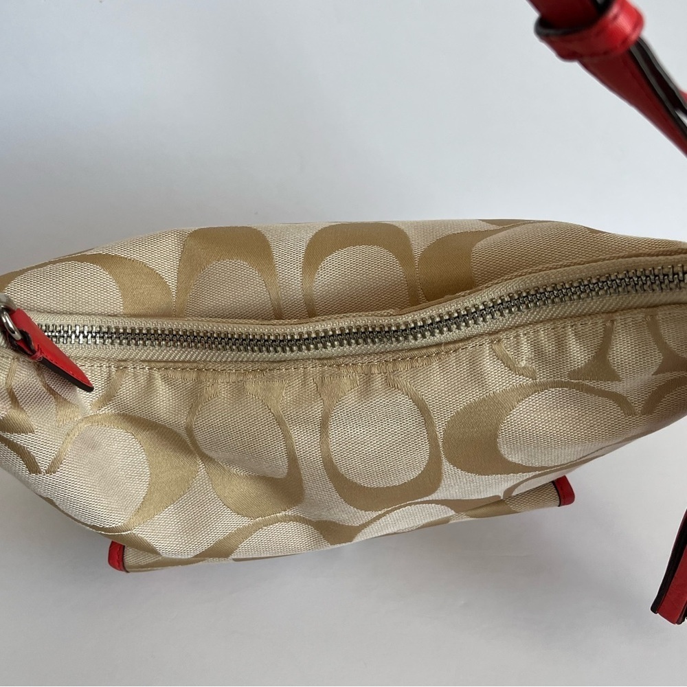 COACH Legacy Signature Courtney Hobo Bag Khaki Coral - Picture 5 of 12